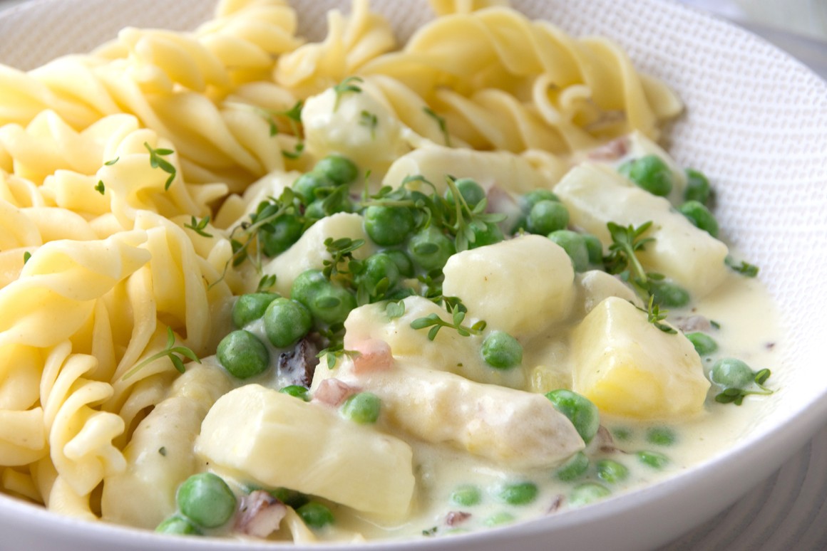 Spargelragout mit Schinken