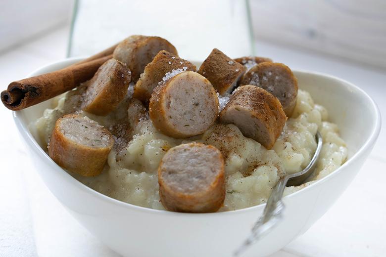 Milchreis mit Bratwurst