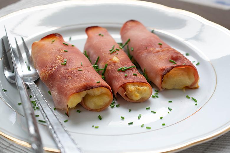 Gebackene Schinkenrollen