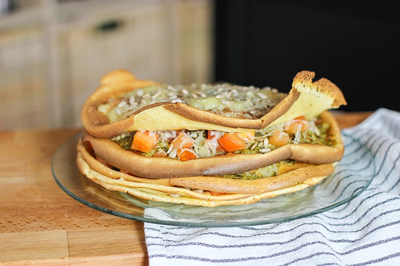 Herzhafte Pfannkuchen-Torte