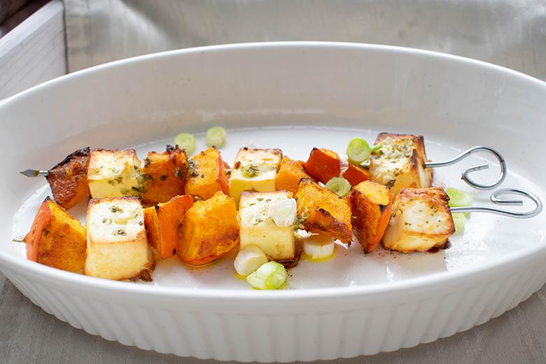 Feta-Spieße mit Kürbis