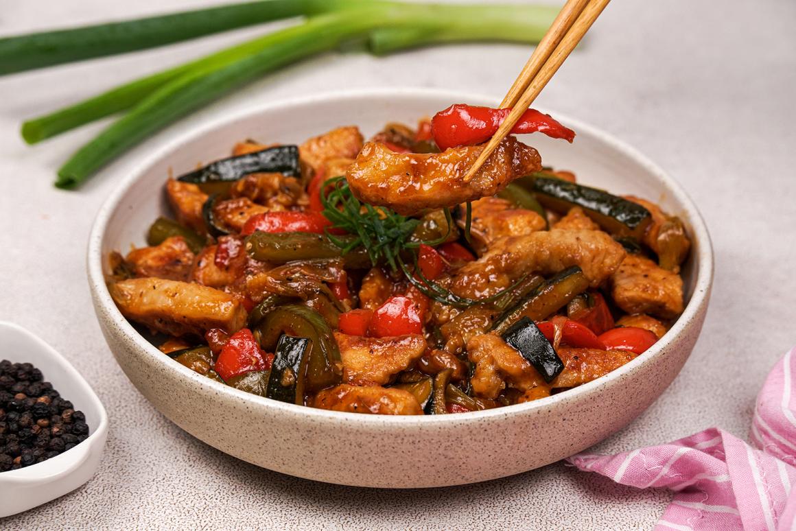 Schweinegeschnetzeltes süß-sauer