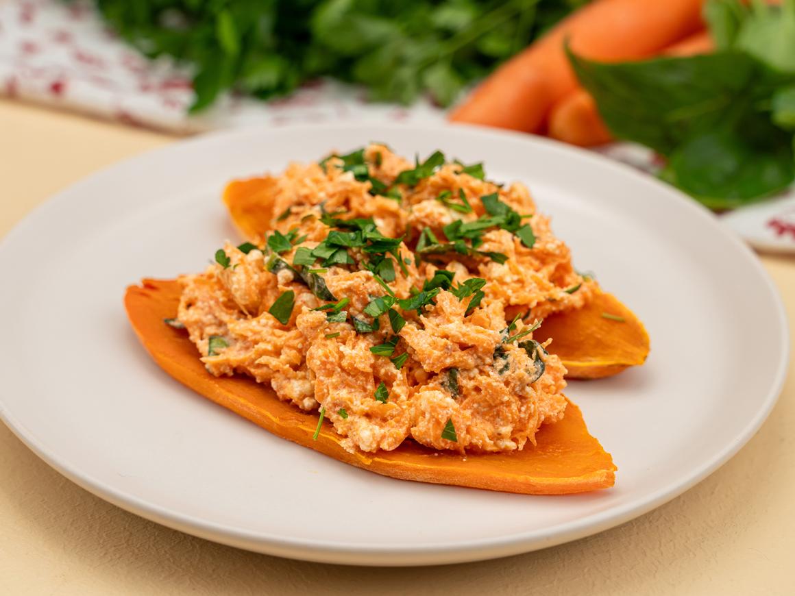 Süßkartoffeln mit Hüttenkäse