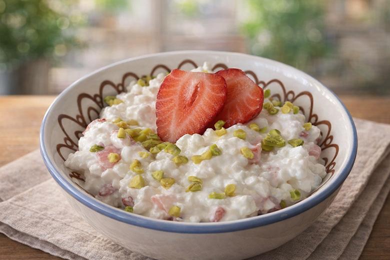 Hüttenkäse mit Erdbeeren
