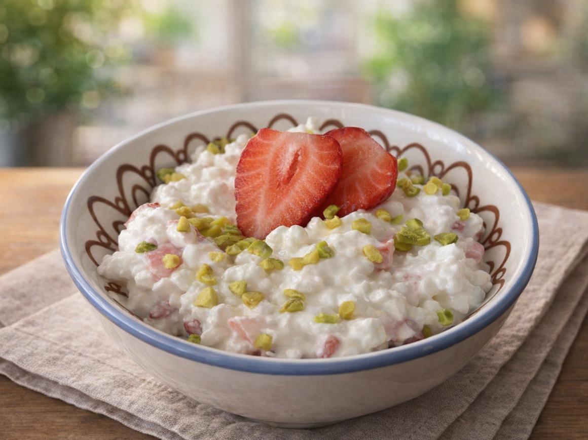 Hüttenkäse mit Erdbeeren