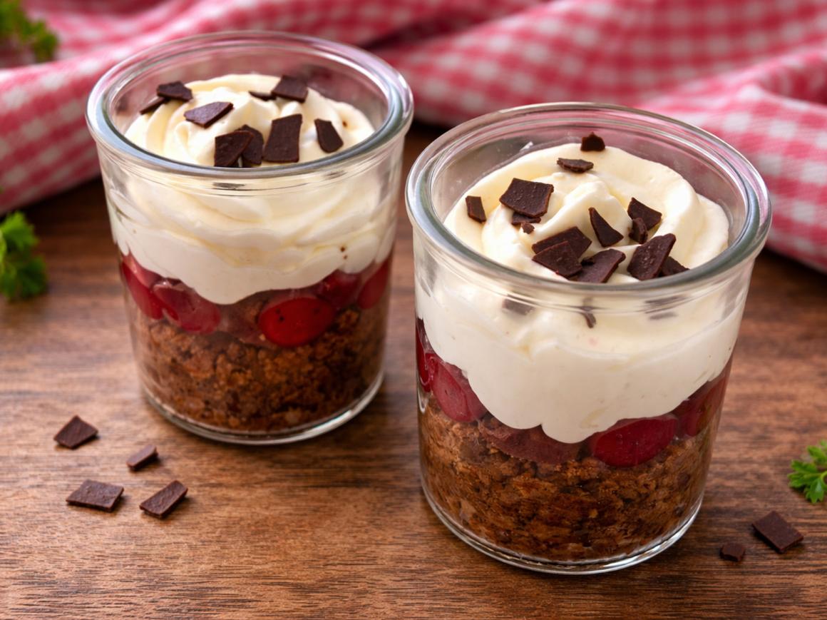 Schwarzwälder Kirsch-Dessert im Glas
