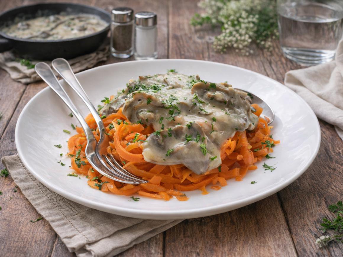 Möhrennudeln mit Pilzen