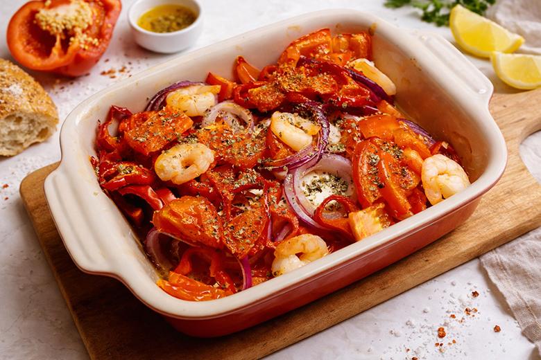 Gebackener Feta mit Scampi