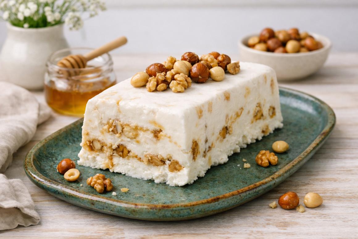 Frozen Joghurt mit Honig und Nüssen
