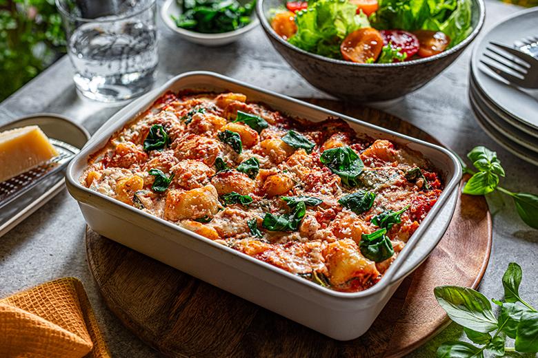 Gebackene Gnocchi mit Ricotta und Spinat
