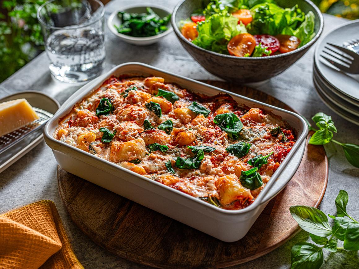 Gebackene Gnocchi mit Ricotta und Spinat