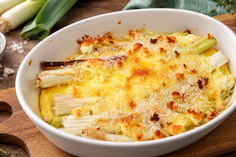 Lauch mit Ziegenkäse überbacken
