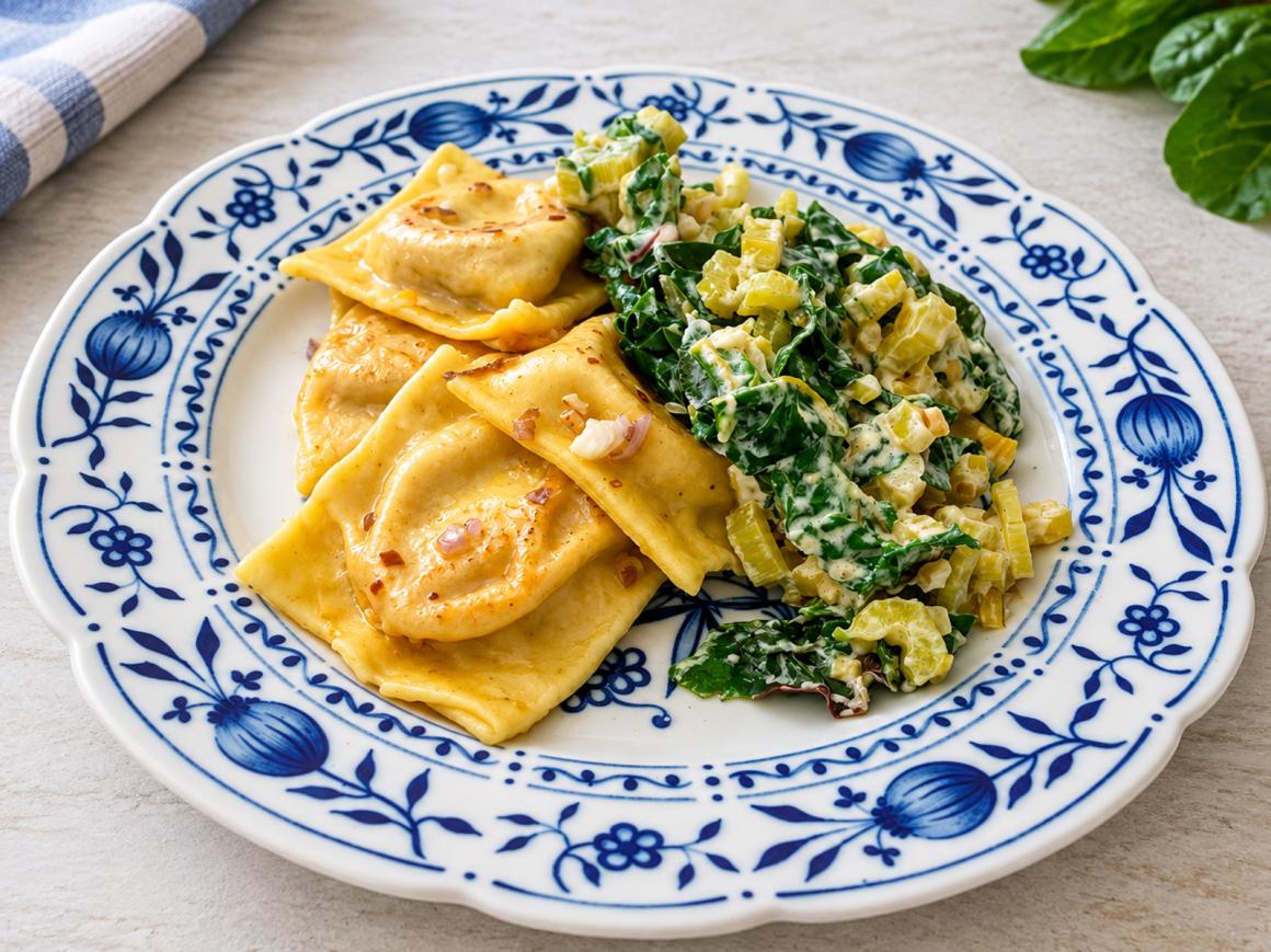 Ravioli mit Butternut-Füllung und Mangold