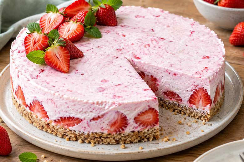 Philadelphia-Torte mit Erdbeeren ohne Backen