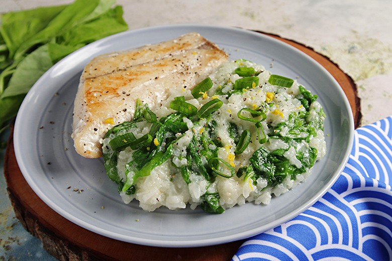 Spinatrisotto mit Fisch