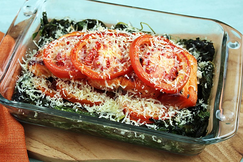 Spinatauflauf mit Lachs