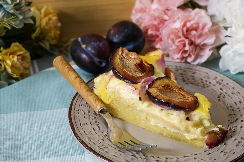 Pflaumenkuchen mit Pudding