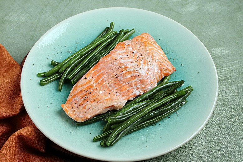 Lachs mit Brechbohnen
