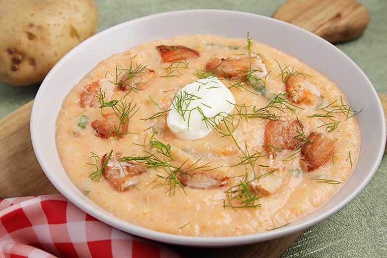 Kartoffelsuppe mit Krabben
