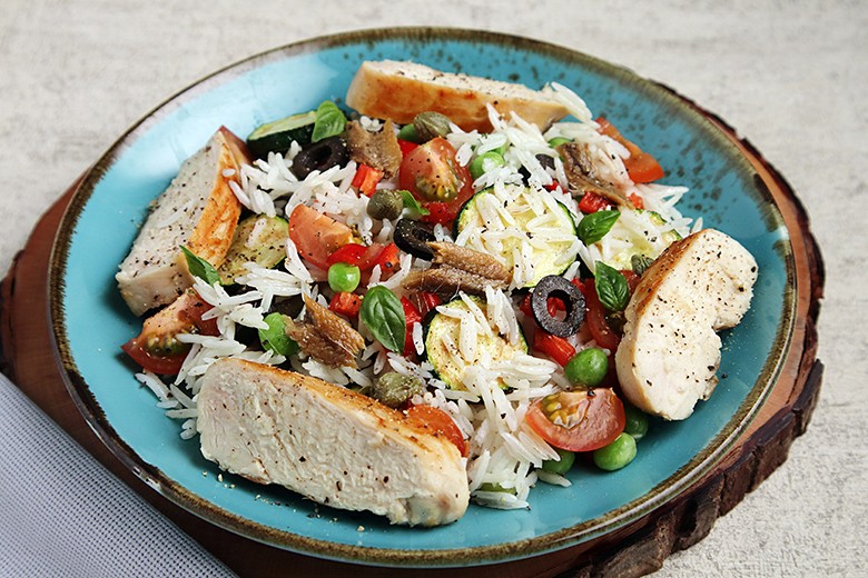 Reissalat mit Huhn