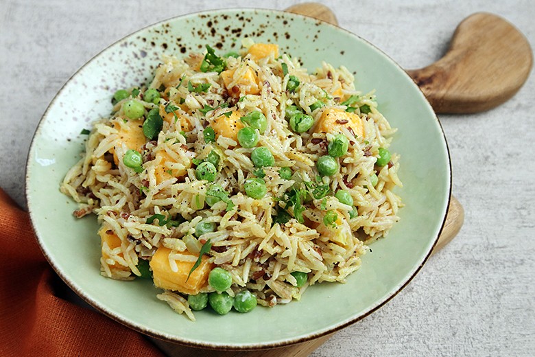 Reissalat mit Erbsen
