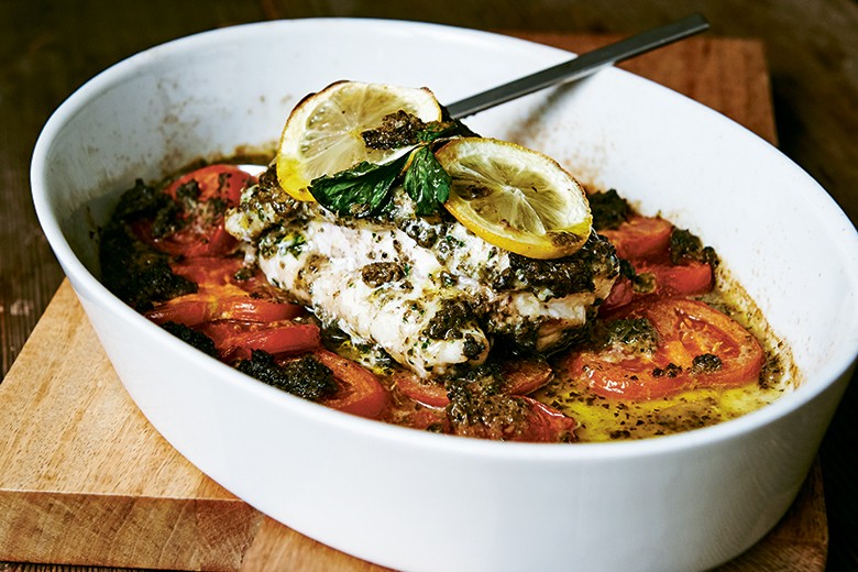 Seeteufel mit Tapenade und Tomaten