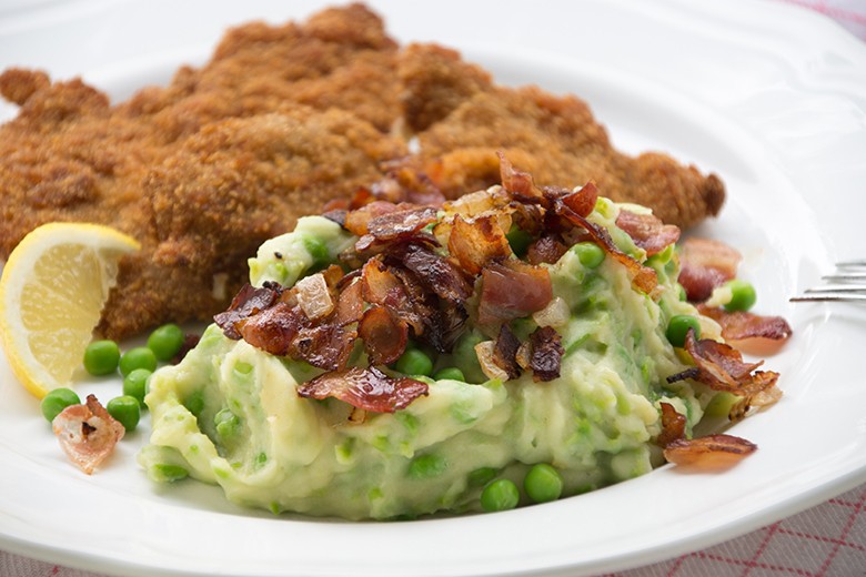 Kartoffelpüree mit Erbsen