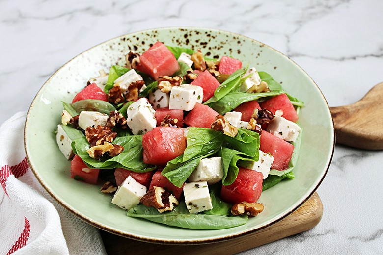 Melonensalat mit veganem Feta