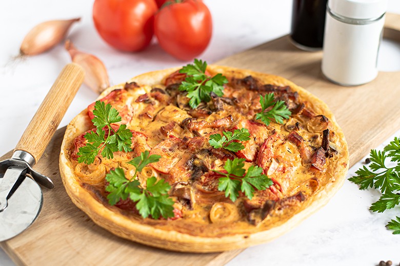 Flammkuchen mit Pfifferlingen