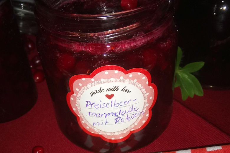 Preiselbeermarmelade mit Rotwein