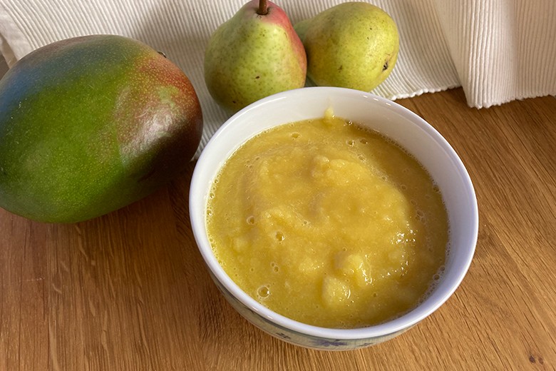 Mangobrei mit Birne