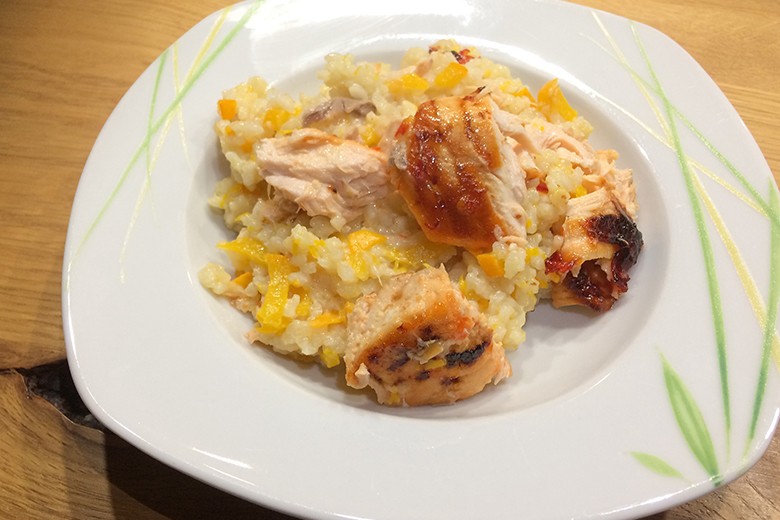 Kürbisrisotto mit Lachs