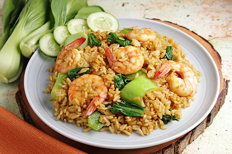 Gebratener Reis mit Garnelen