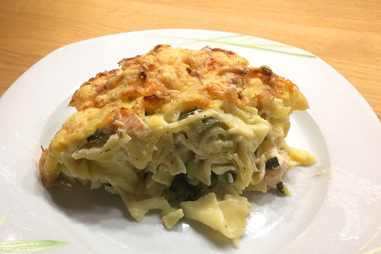 Zucchini-Lachs-Auflauf