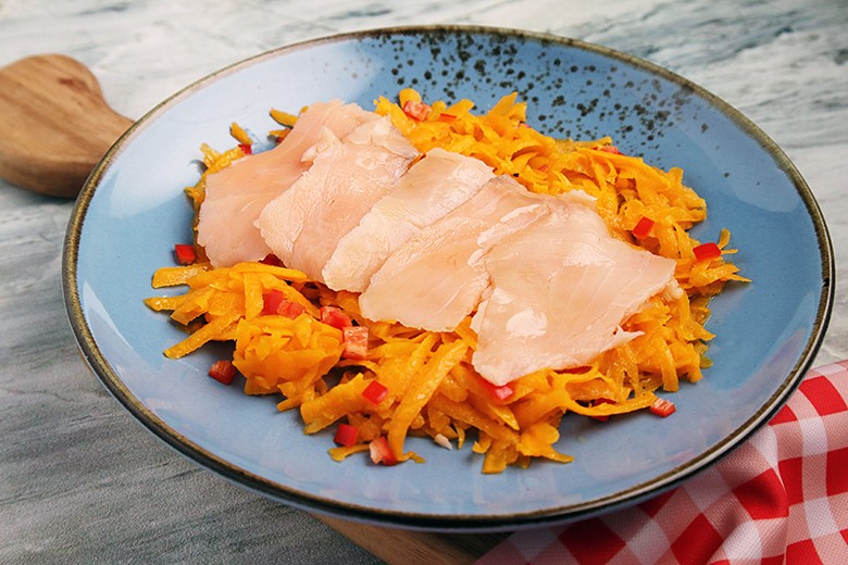 Kürbis mit Lachs