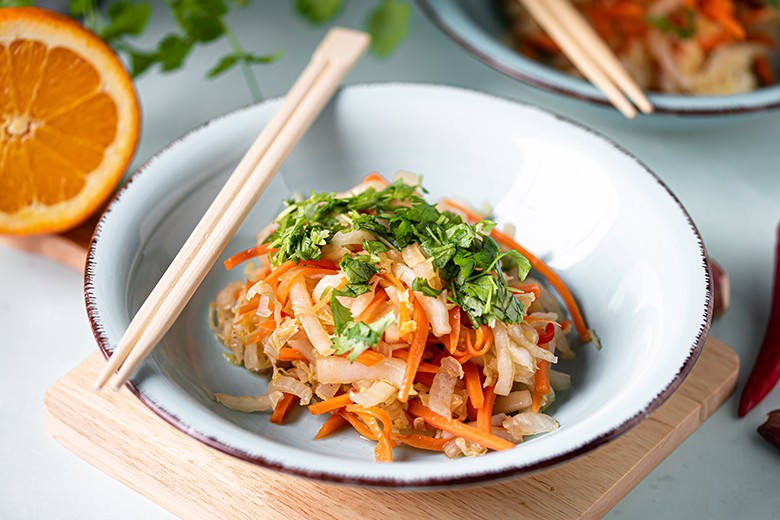 Chinakohl mit Honig aus dem Wok
