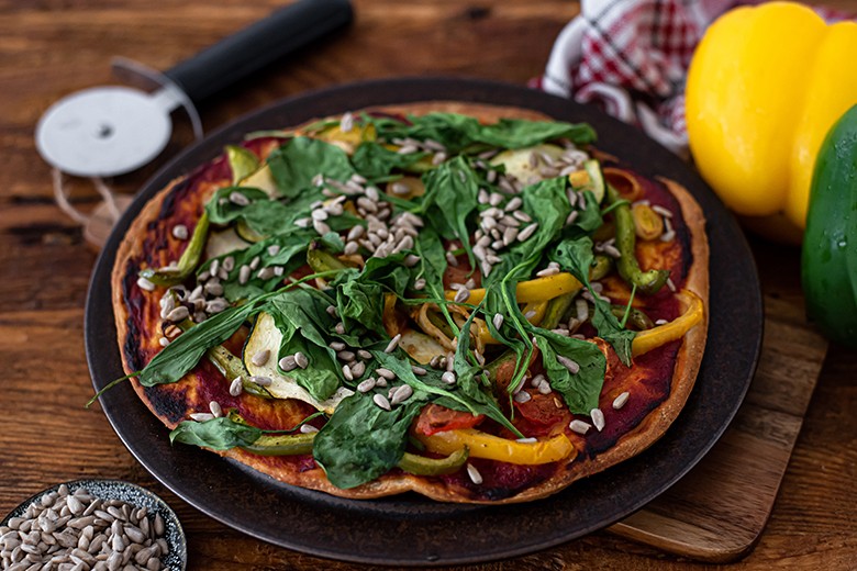 Vegane Gemüsepizza ohne Käse