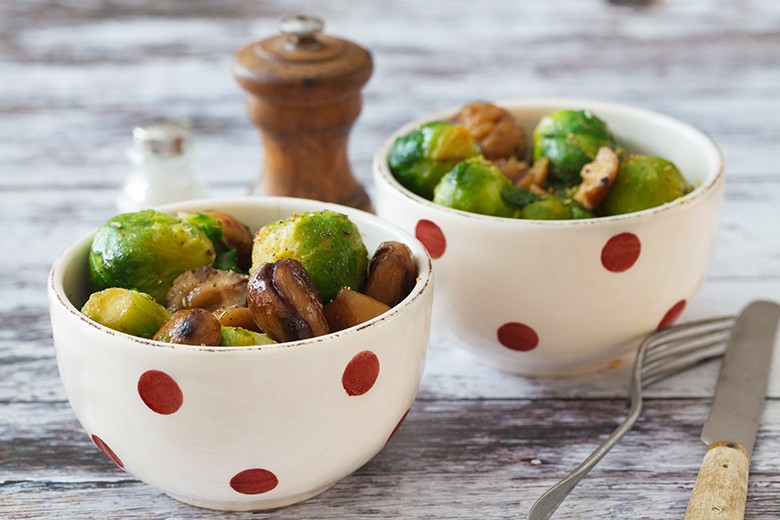 Rosenkohl mit karamellisierten Maronen