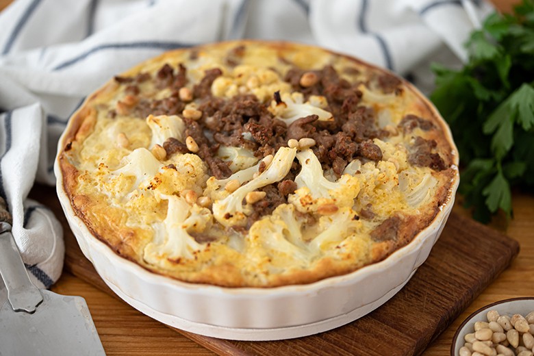Blumenkohl-Hackfleisch-Quiche