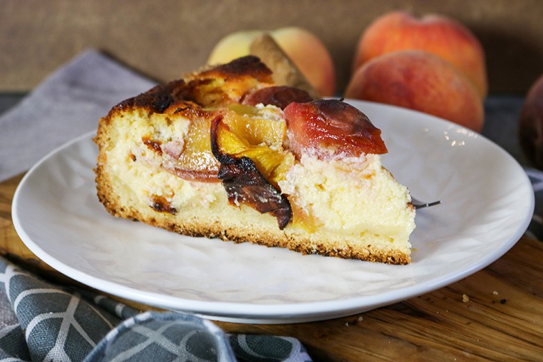 Käsekuchen mit Pfirsich