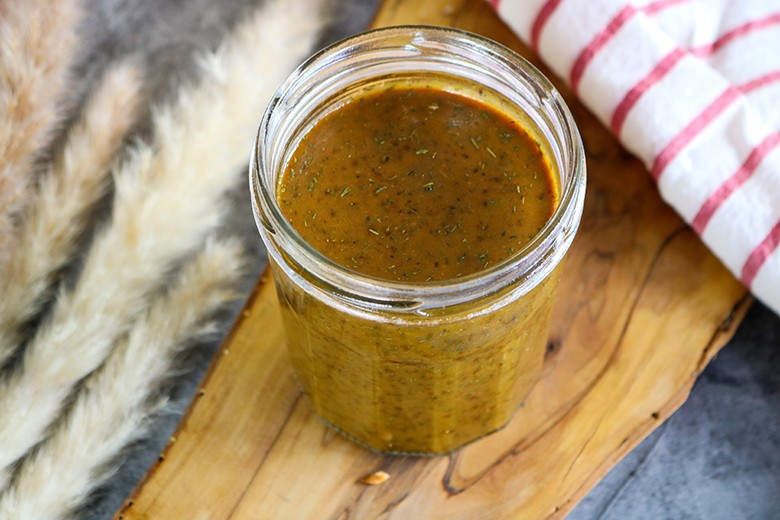 Honig-Senf Dressing für Lachs