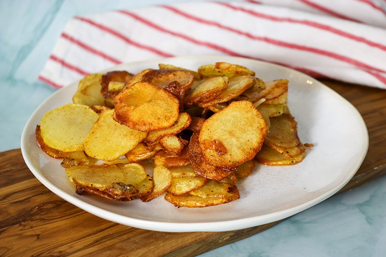Flache Bratkartoffelchips