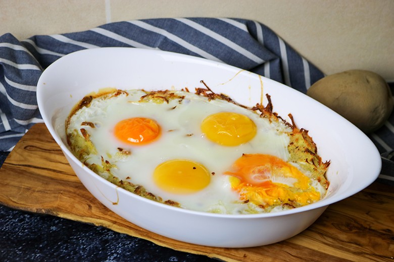 Rösti-Auflauf mit Spiegelei