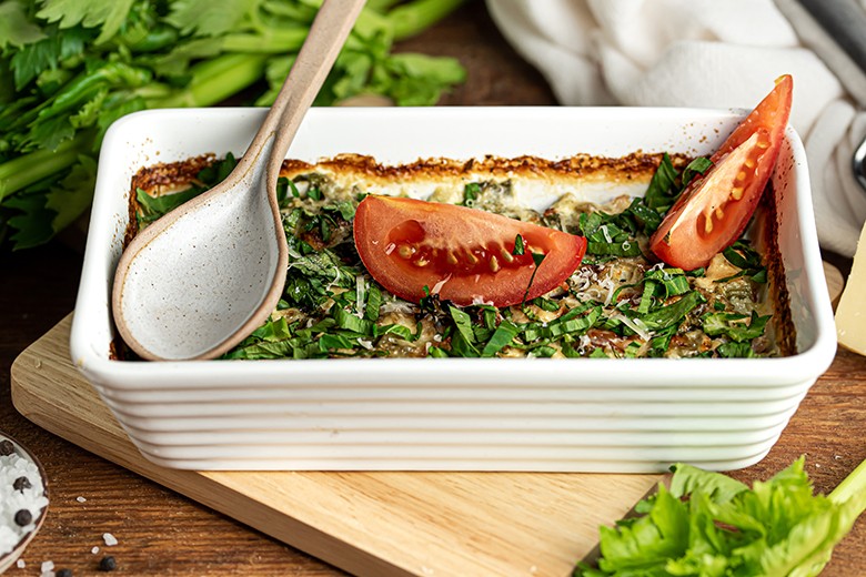 Stangensellerie-Schinken-Gratin