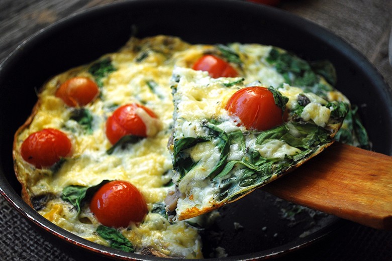 Omelett mit Spinat und Feta