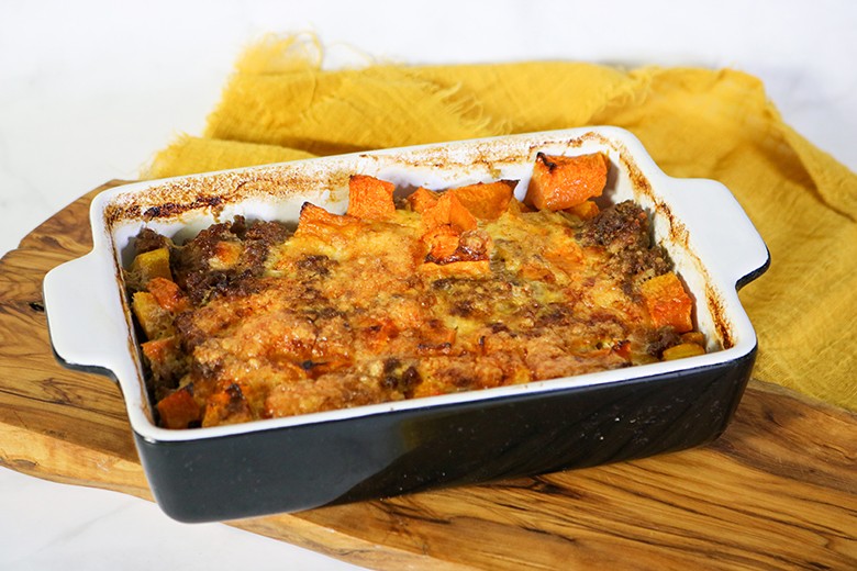 Kürbisgratin mit Hackfleisch
