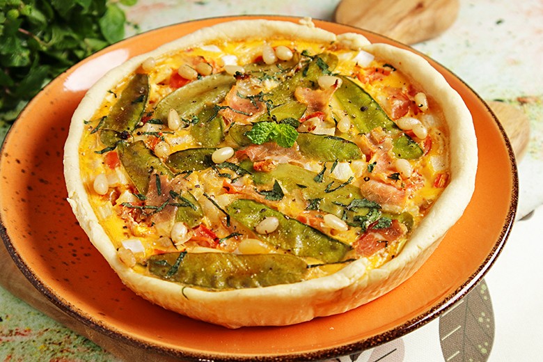 Zuckerschoten-Quiche