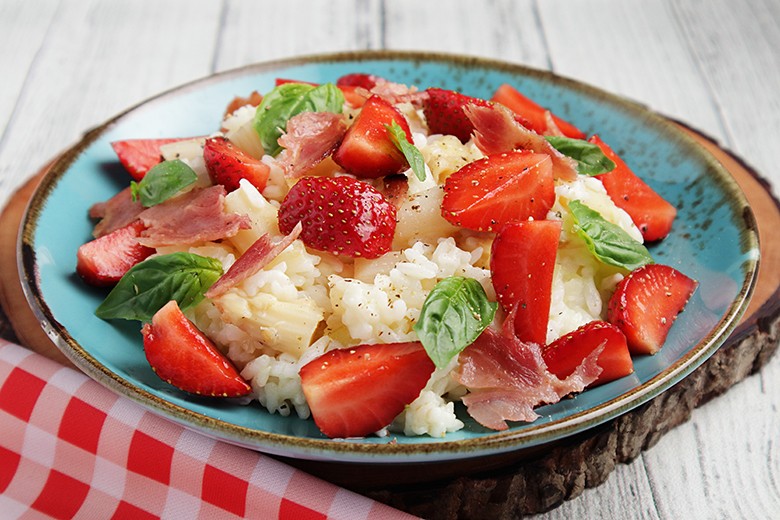 Spargel-Risotto mit Schinken