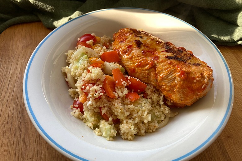 Würziges Hähnchen an Couscous