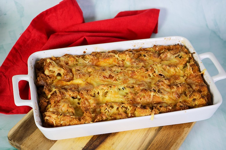 Brotauflauf mit Hackfleisch